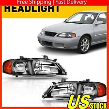Black Fits 2000-2003 Sentra Headlights Lamps Assembly Left+Right 00 01 02 03 picture