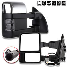 Power Heated LED Smoke Signal Chrome Towing Mirrors Pair For 1999-2007 Ford F250 picture