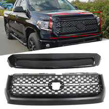 For 2014-2020 Toyota Tundra Front Grille+Hood Bulge Molding Glossy Black picture