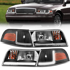 [LED Bar] For 98-11 Crown Victoria Black Headlights LED Running Light LH and RH picture