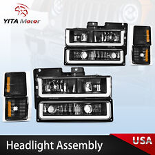 For 1994-1999 Chevy C/K Suburban Tahoe LED DRL Headlights Bumper Lamp Headlamps picture