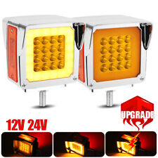 2X Square Red/Amber LED Semi Truck Trailer Double Face Fender Turn Signal Light picture