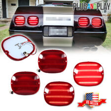 (Set/4) Red LED Brake Tail Lights Lenses For 1990-1996 Chevy Corvette C4 ZR1 picture