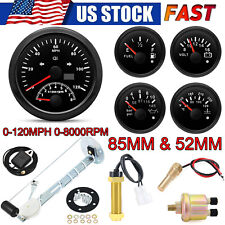 5 Gauge Set With Sender 85mm GPS Speedometer 120MPH With Tacho Fuel Temp Volt US picture