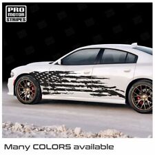 Dodge Charger 2006-2023 Tattered American Flag Side Decals Stripes Choose Color picture