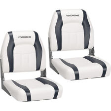Folding Low Back Boat Seats 2 Pack, Waterproof Boat Captain Chairs Sponge Padded picture