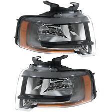 Headlight Set For 2015-2017 Ford Expedition With Complex Reflect Blacked Out 2Pc picture