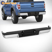 For 2009-14 Ford F150 Chrome Rear Steel Step Bumper without Parking Sensor Holes picture