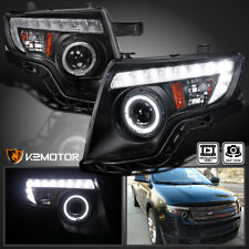 Black Fits 2007-2010 Ford Edge LED Strip Halo Rim Projector Headlights Lamp Pair picture