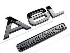 Set 2 Pcs for Audi A8L + QUATTRO Gloss Black Emblem 3D Rear Trunk Badge OEM Size picture