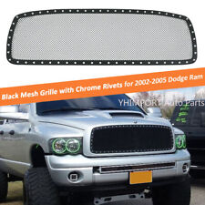 Fits 2002-2005 Dodge Ram Black Stainless Steel Rivets Mesh Grille Grill Insert  picture