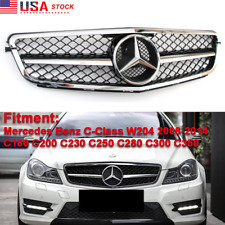 Grill W/Star For Mercedes Benz W204 C250 C300 C350 08-14 Chrome Grille  Style picture