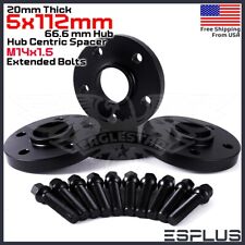 [4] 20mm Thick Audi 5x112mm CB 66.6 Wheel Spacer Kit 14x1.5 Ext Bolts Included picture