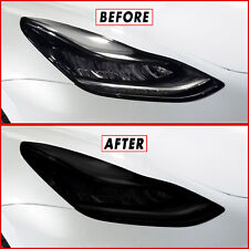 FOR 17-23 Tesla Model 3 Headlight & Fog Light SMOKE Precut Vinyl Tint Overlays picture