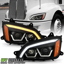 For 2008-2017 Kenworth T660 Black LED Switchback Sequential Projector Headlights picture