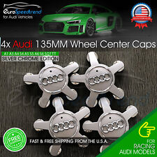 Audi 135mm Silver Chrome Wheel Rim Spyder Center Hub Caps 4PC Set 4F0601165N OE picture
