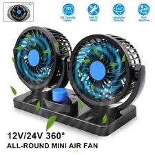 12V Car Fan Dual Head Truck Van Auto Stand Cooling Fan 360 Degree Rotation picture