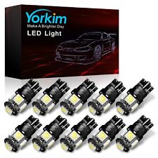 Yorkim 194 LED Bulbs White 6000k Super Bright 5th Gen T10 for Car Interior, 10pc picture