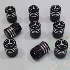 4 Silver Black Tire Air Valve Stem Cap Fits Most Mercedes Cars Wagons & SUVs picture