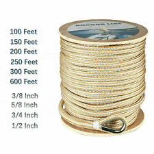 Double Braid Nylon Dock Line Rope Anchor Line with Stainless Thimble White/Gold picture