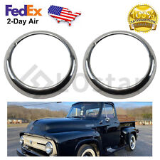 Pair(2) Left & Right Headlight Trim Ring Bezels For 1948-1955 Ford Pickup Trucks picture