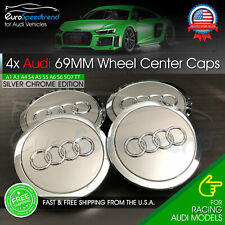 Audi 69mm Silver Chrome Wheel Rim Center Hub Caps Emblem 4PC Set 4B0601170A picture