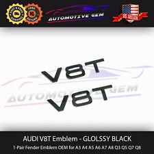 Audi V8T Emblem Gloss Black OEM Side Fender Badge A4 A5 A6 A7 S5 S6 S7 Q5 Q7 TT picture