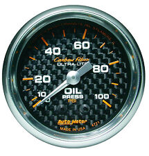 Auto Meter 4721 Carbon Fiber 100 psi Mechanical Oil Pressure Gauge 2 1/16
