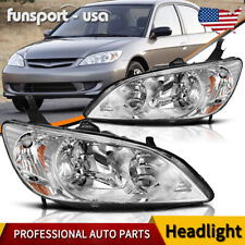 Chrome Headlights Amber Corner Lamps Pair for 2004-2005 Honda Civic 2/4 Door picture