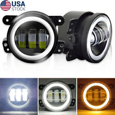 1Pair 4 Inch Round LED Fog Lights Driving Lamps Halo for Jeep Wrangler JK TJ LJ picture