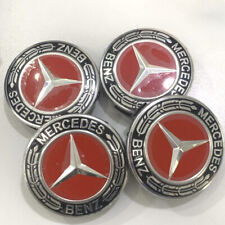 4PCS Red Wheel Center Caps Emblem Black 75mm Rim Hub Cover  Fit For MercedesBenz picture