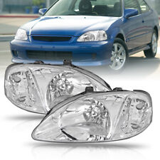 Chrome White Headlights Fits For 1999-2000 Honda Civic EK EJ LX EX SI Lamp 99-00 picture