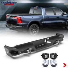 For 2019-2024 RAM 1500 Steel Rear Bumper w/2* 4inch LED Lights+2*D-Ring Shackles picture