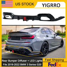 CMS Gloss Black Rear Diffuser W/ LED Light For 19-22 BMW 3 Series G20 330i M340i picture