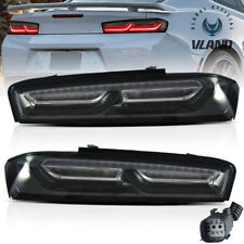 Pair Smoke Led Tail Lights For 2016-2018 Chevrolet Chevy Camaro W/Red Sequential picture
