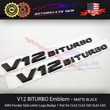 V12 BITURBO Fender AMG Emblem Glossy Black Logo Badge Mercedes CL65 S63 S65 G65 picture