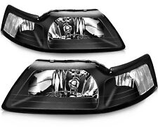 Pair Headlights Assembly For 1999-2004 Ford Mustang Black Headlamps Left Right picture