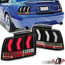 LED Tail Lights w/ Red Tube Black For Ford Mustang Sequential Signal 1999-2004 picture