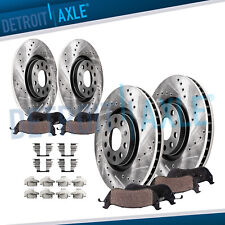 288mm Front & 260mm Rear DRILLED Rotors + Brake Pads for Volkswagen Jetta Golf picture