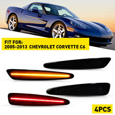 Smoked Front Rear LED Side Marker Lights For 05-2013 Chevy Corvette C6 Amber+Red picture