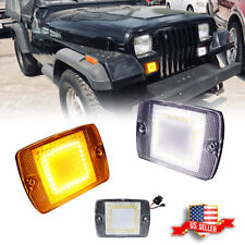 Fits Jeep 1987-1995 Wrangler YJ Clear Switchback LED DRL Turn Signal Lights 2PCS picture