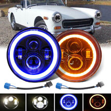For MG Midget 1969-1979 Ford Pair 7'' Round LED Headlight Halo Turn Signal Hi-Lo picture