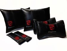 1 Set 6pcs Car Seat Headrest Pillow Best Lumbar Back Cushion Support PU Leather picture