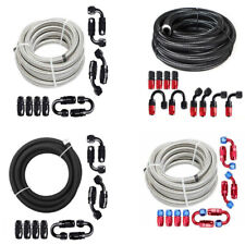 10/16/20FT 6/8/10/AN Stainless Steel Braided Fuel/Oil/Gas Hose Line Fittings Kit picture