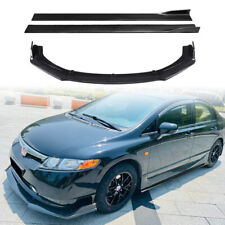 For Honda Civic 2006-2011 Front Bumper Lip Splitter + Side Skirt Carbon Style picture