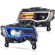 VLAND For Jeep Grand Cherokee 2014-2022 LED Headlights W/Blue DRL Animation picture