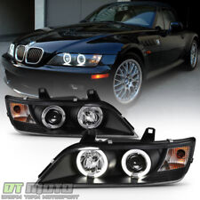Black 1996-2002 BMW Z3 LED Halo Projector Headlights Head Lamps Pair Left+Right picture