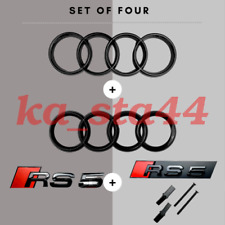 Audi RS5 Gloss Black Set Kit of Front Rings Badge Grille Boot Lid Trunk Emblem picture