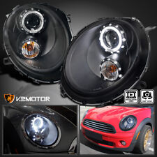 Black Fits 2007-2013 Mini Cooper R56 LED Halo Projector Headlights Lamps 07-13 picture