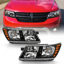 For 2009-2020 Dodge Journey Headlights Pair Black Chrome Headlamps 09-18 LH+RH picture